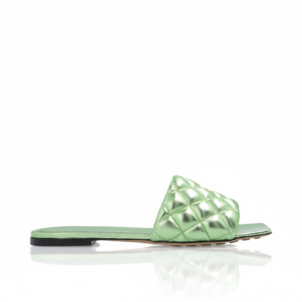 Bottega Veneta Padded Flat Pistachio Sandals