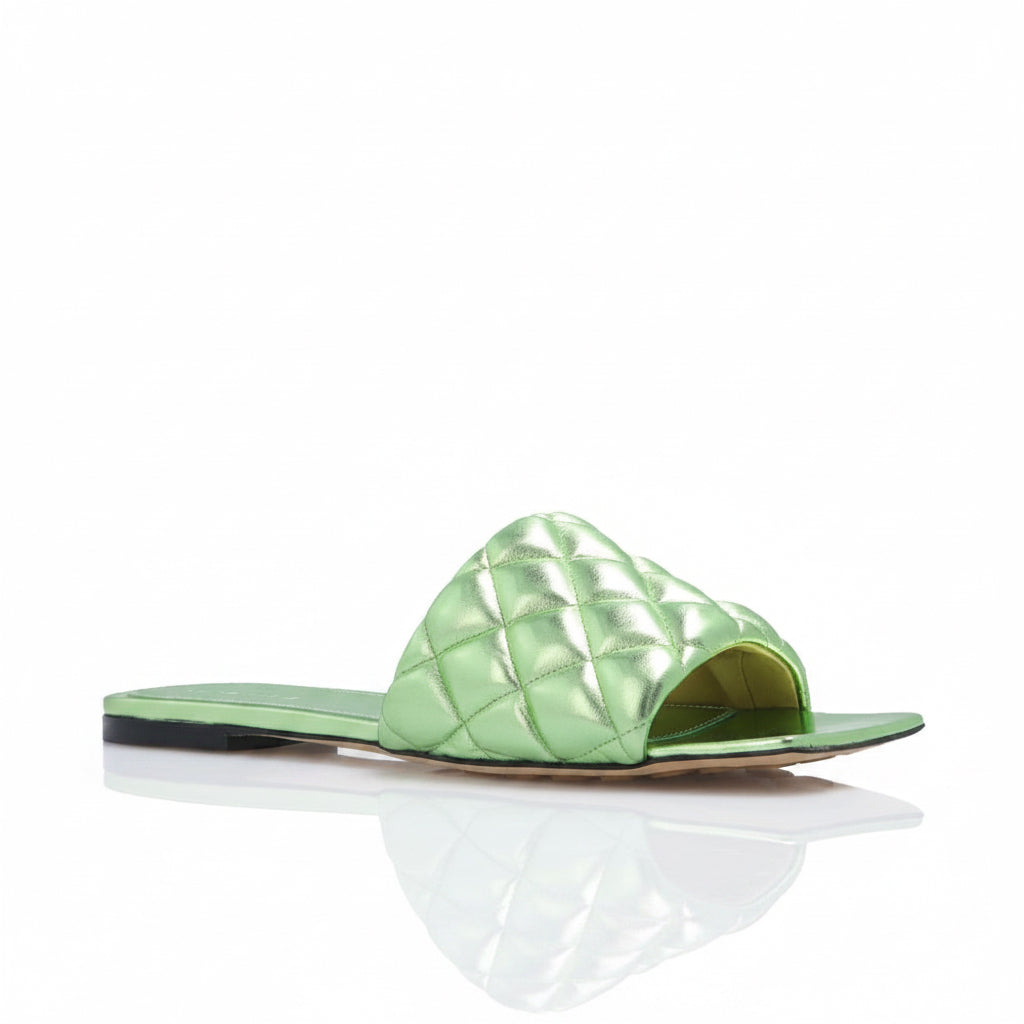 Bottega Veneta Padded Flat Pistachio Sandals