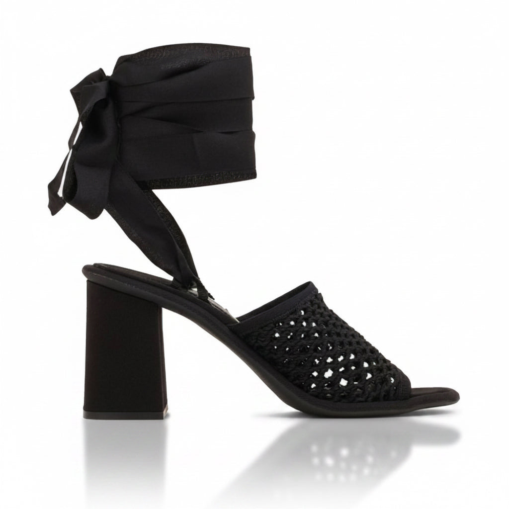 Miu Miu Macramé Crochet Lace-Up Sandals
