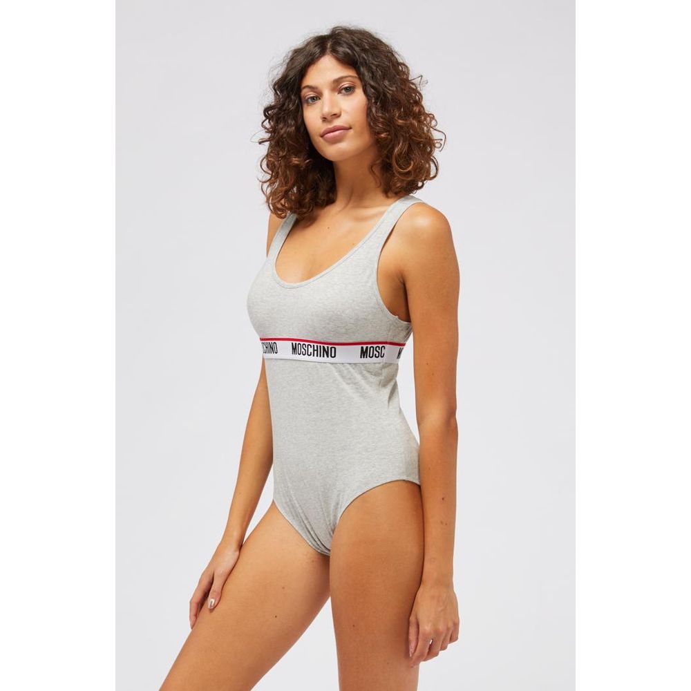Body Moschino grigio a righe orizzontali
