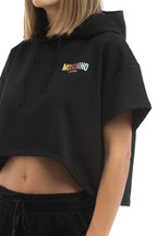Moschino Short Sleeve Cropped Hoodie Black