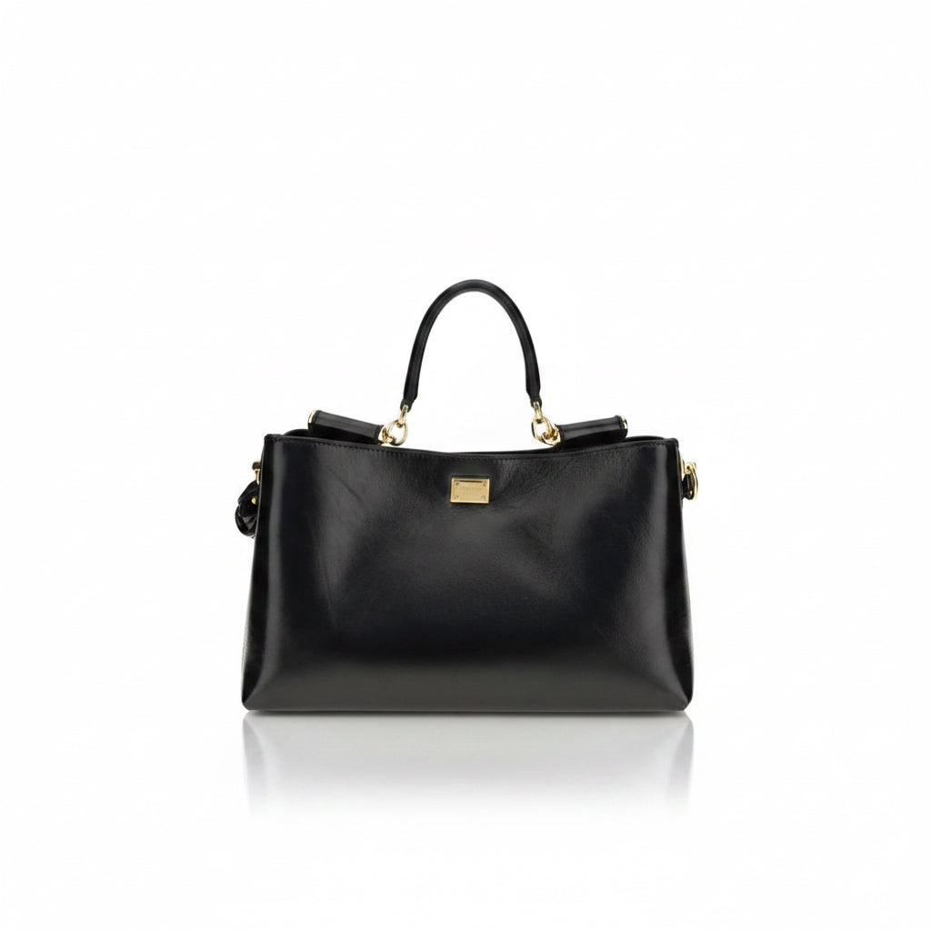Dolce & Gabbana Vittoria Black Leather Handbag