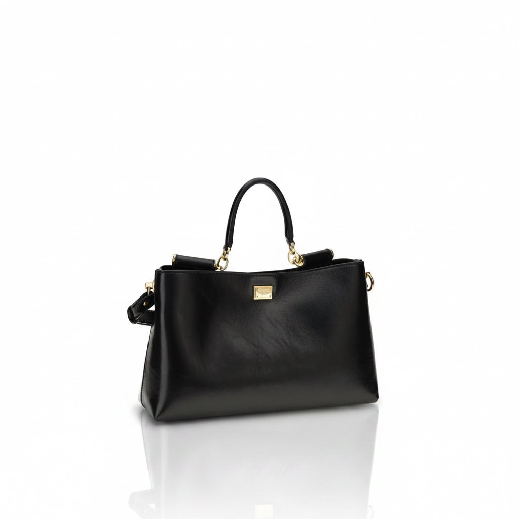Dolce & Gabbana Vittoria Black Leather Handbag