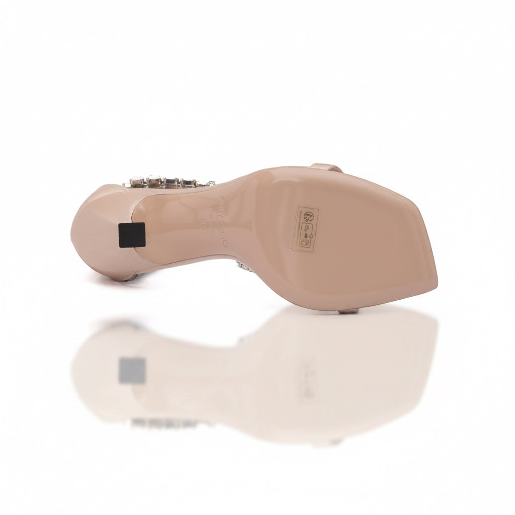 Sandali Jimmy Choo Verity 100 in raso rosa cipria