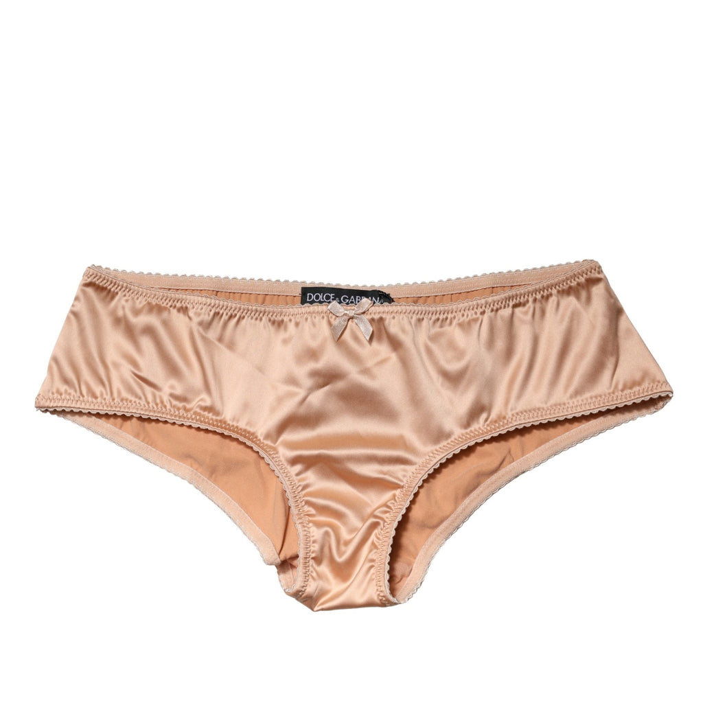Dolce & Gabbana Nude Beige Silk Satin Lace Briefs