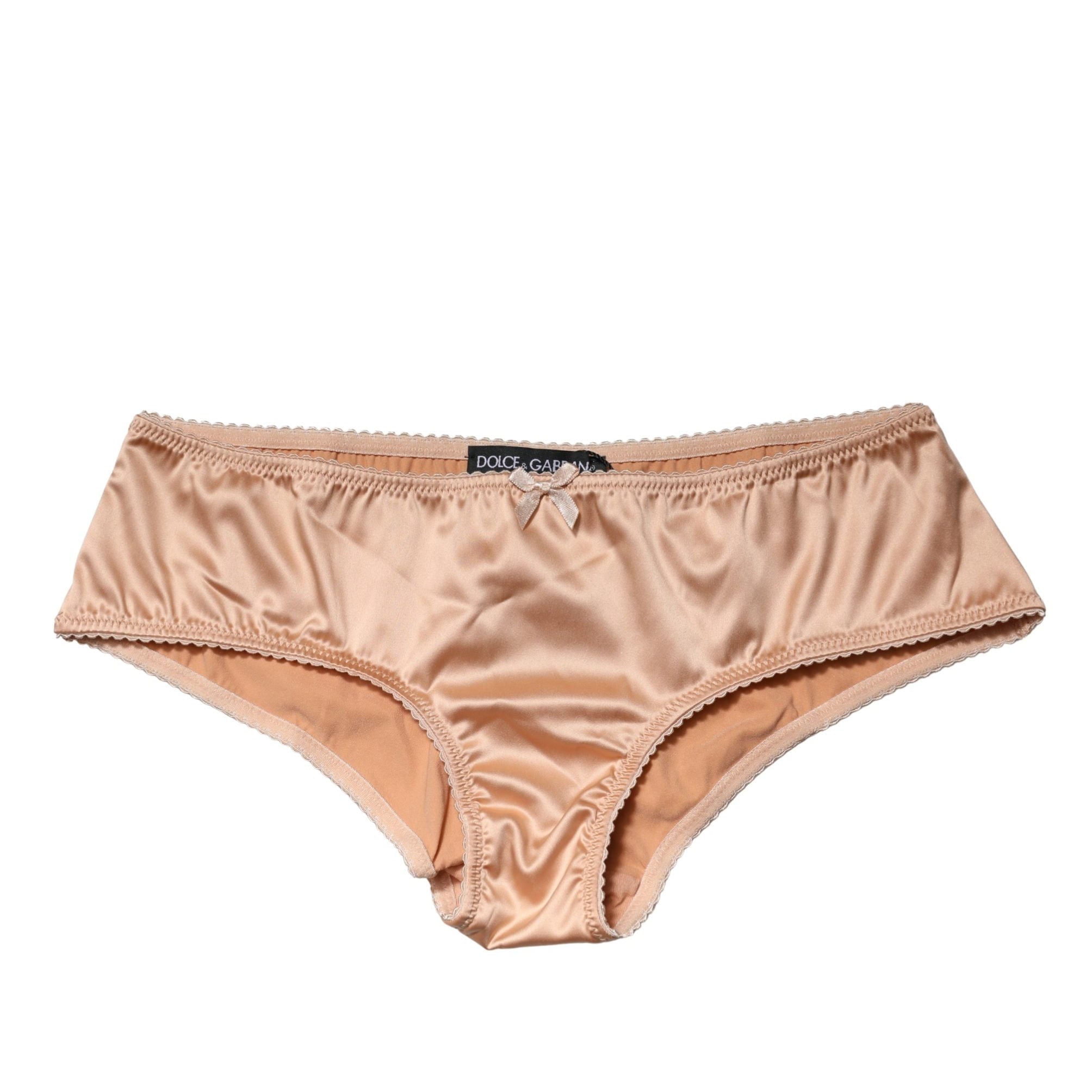 Dolce & Gabbana Nude Beige Silk Satin Lace Briefs