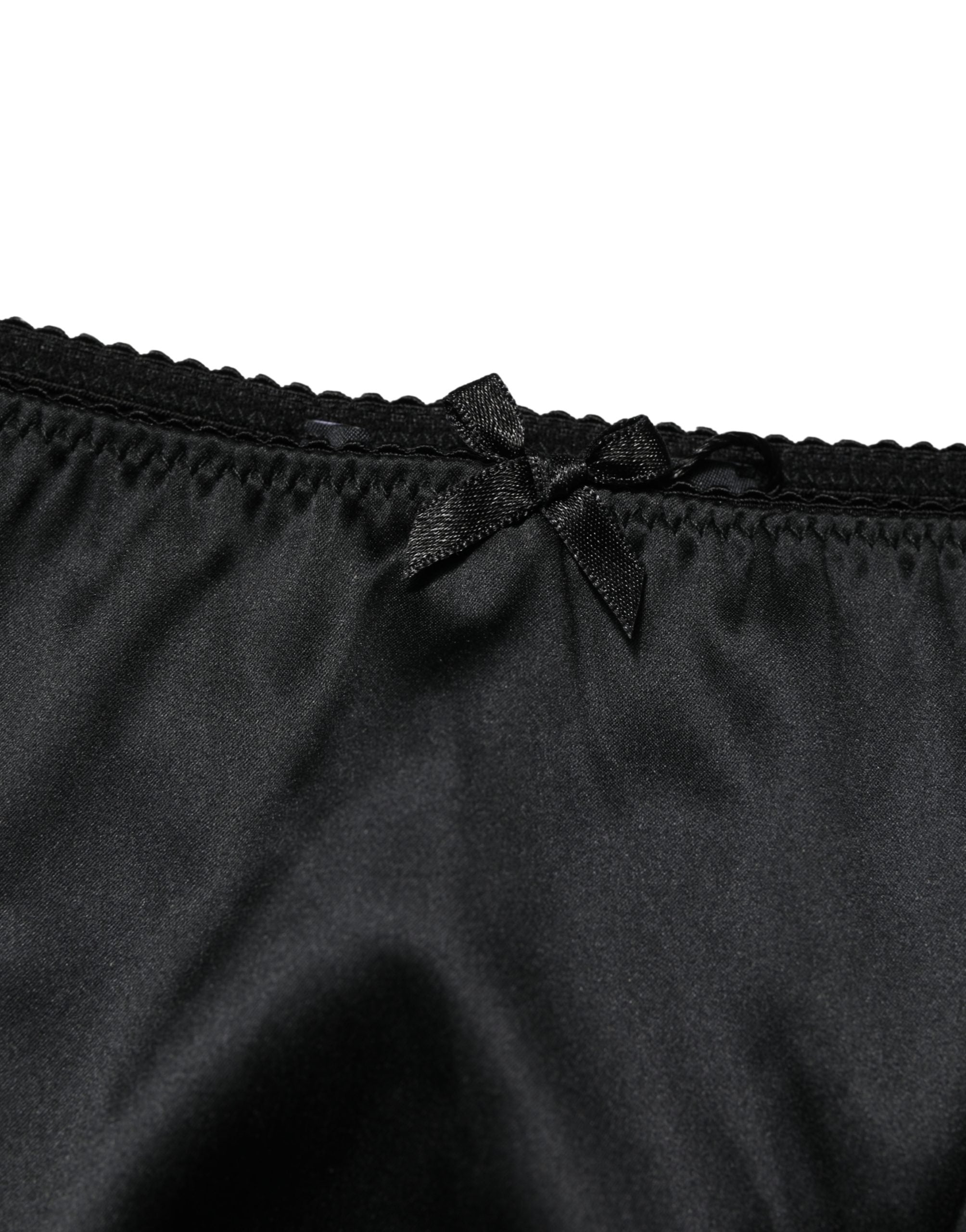 Dolce & Gabbana Black Silk Satin Lace Briefs