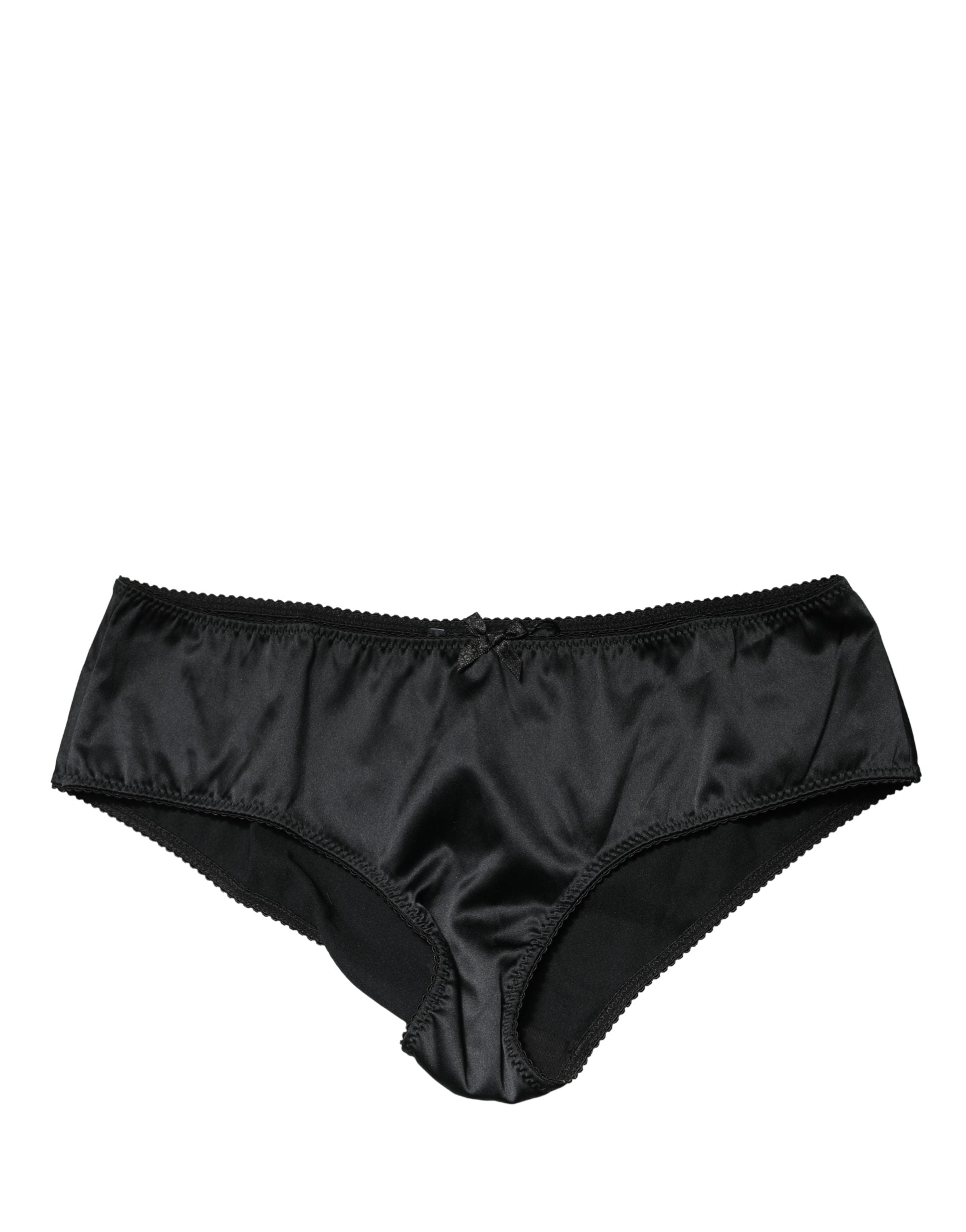 Dolce & Gabbana Black Silk Satin Lace Briefs