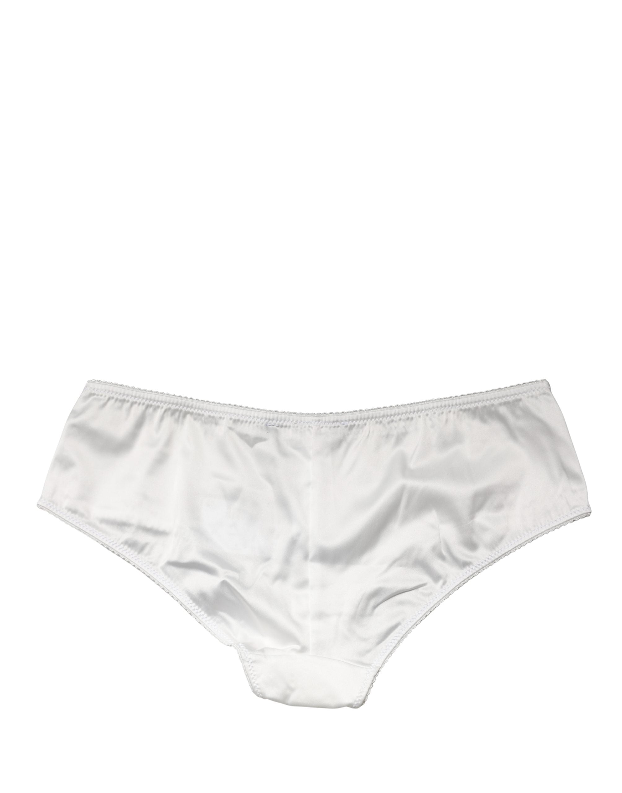 Dolce & Gabbana White Silk Satin Lace Briefs