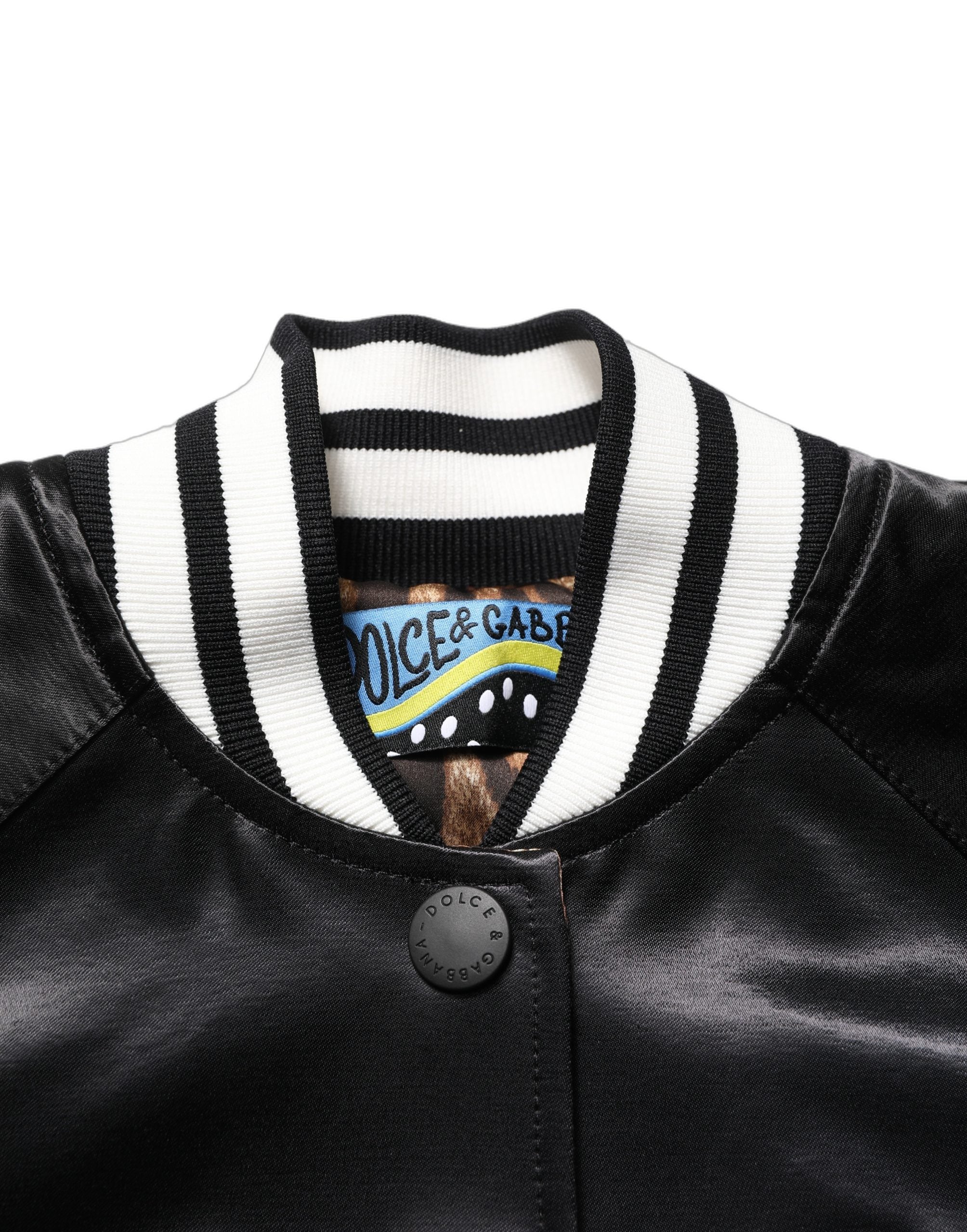Dolce & Gabbana Floral Satin Varsity Bomber Jacket