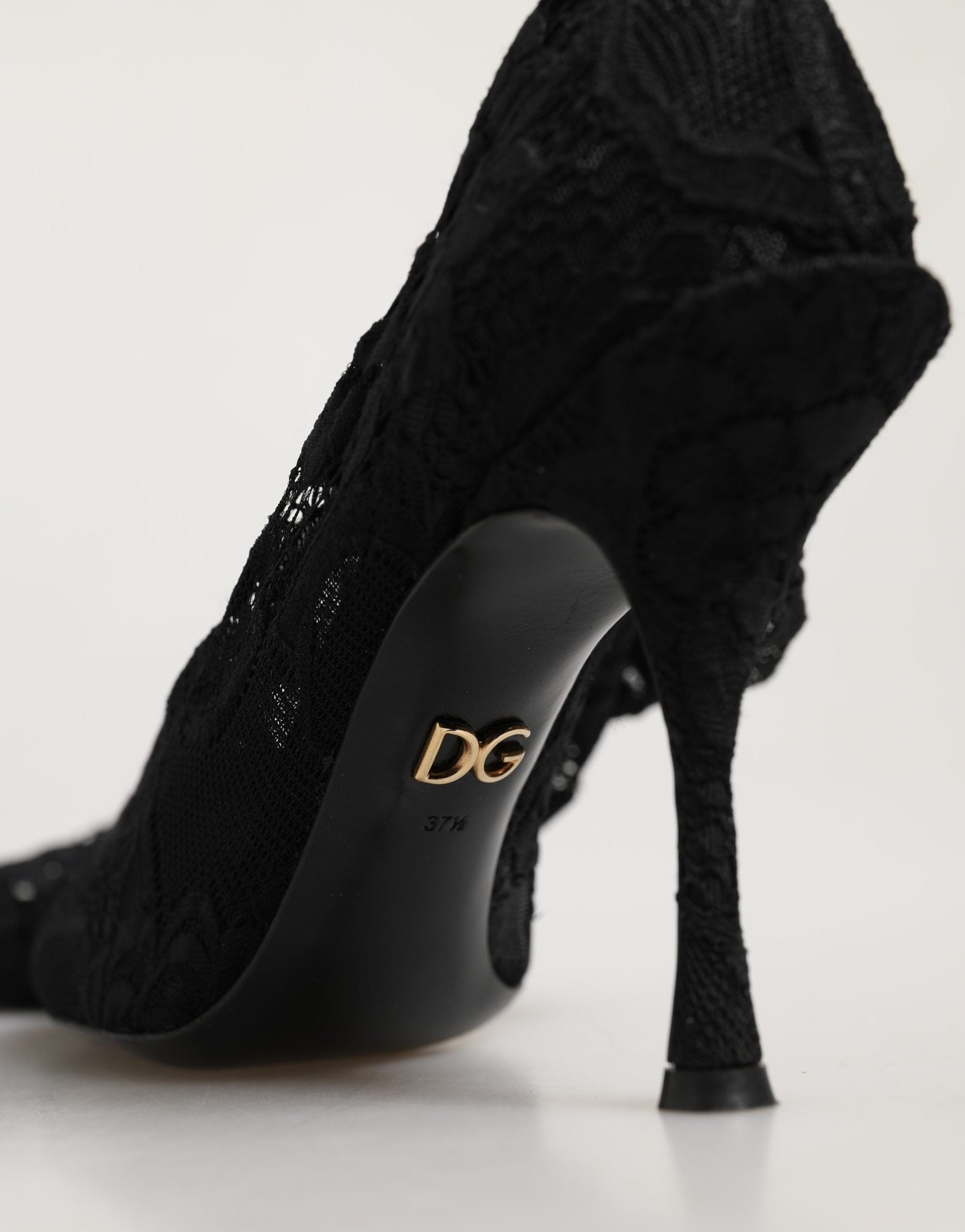 Dolce & Gabbana Black Taormina Lace Knee-High Boots