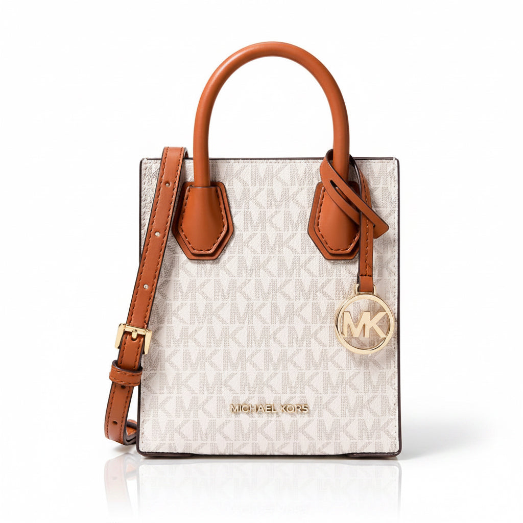 Michael Kors Mercer XS Leather Crossbody Bag Vanilla/Acorn