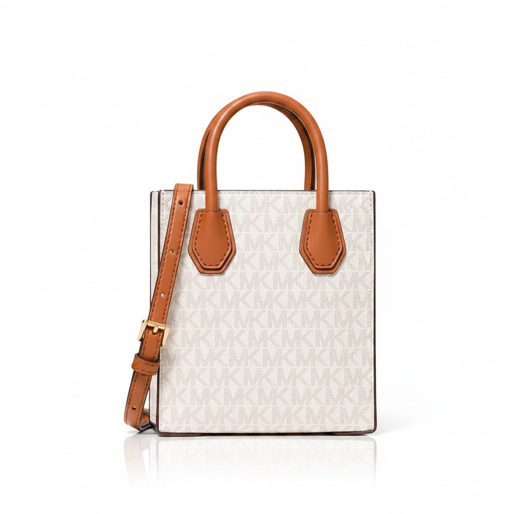 Michael Kors Mercer XS Leather Crossbody Bag Vanilla/Acorn