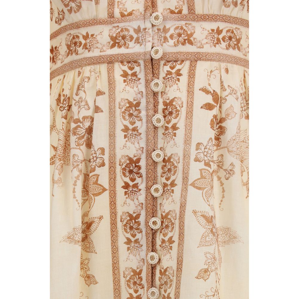 Zimmermann Indra Plunge Linen Maxi Dress