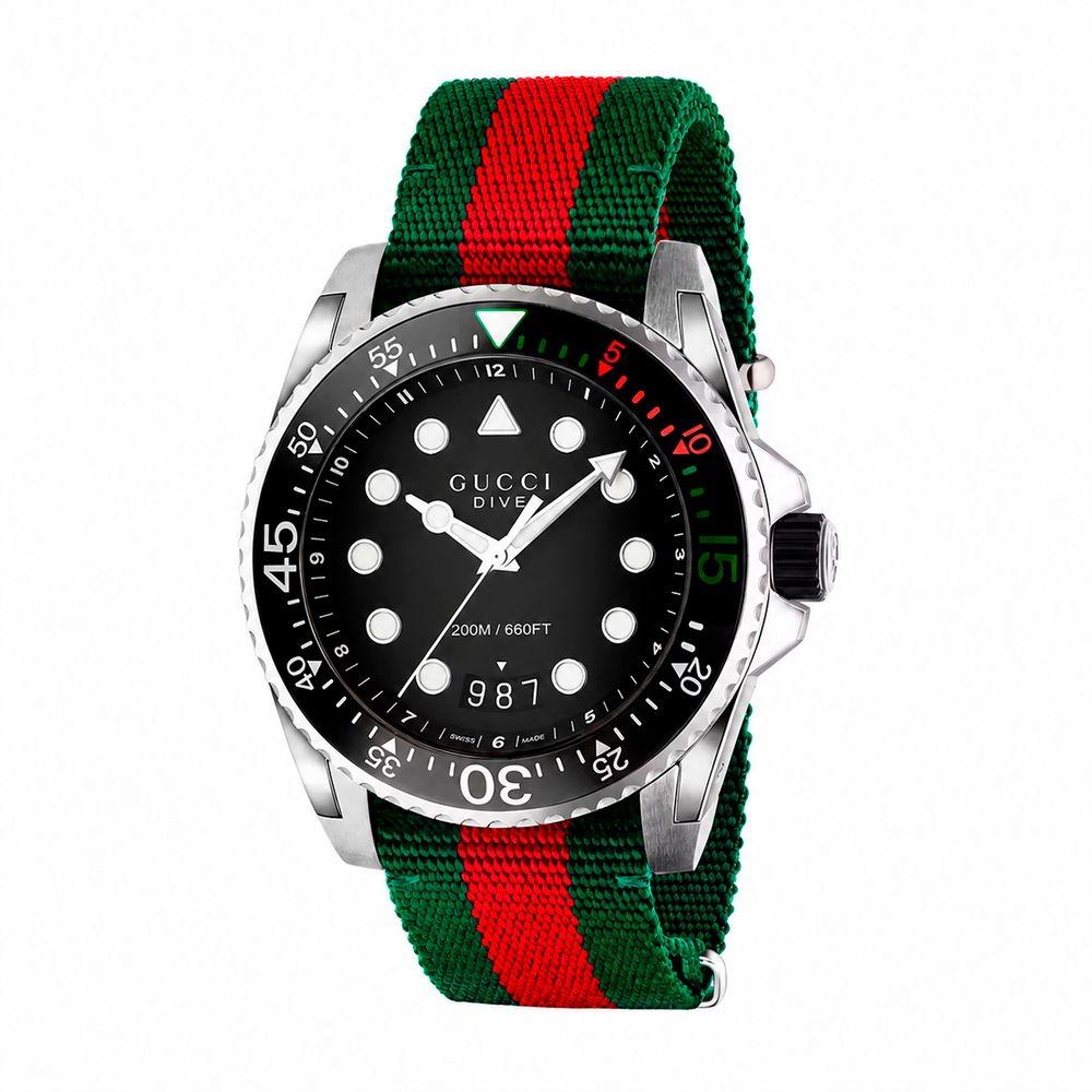 Gucci Dive XL 45mm Red/Green Web Sport Watch
