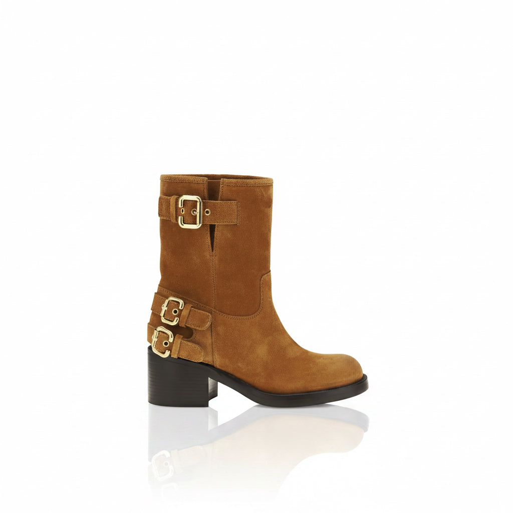 Chloé Dakota 60 Brown Suede Biker Boots