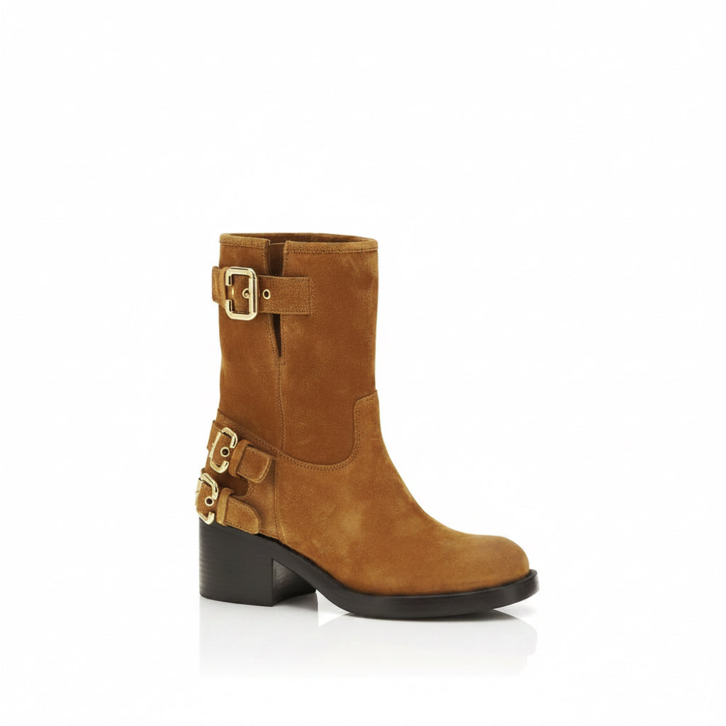 Chloé Dakota 60 Brown Suede Biker Boots