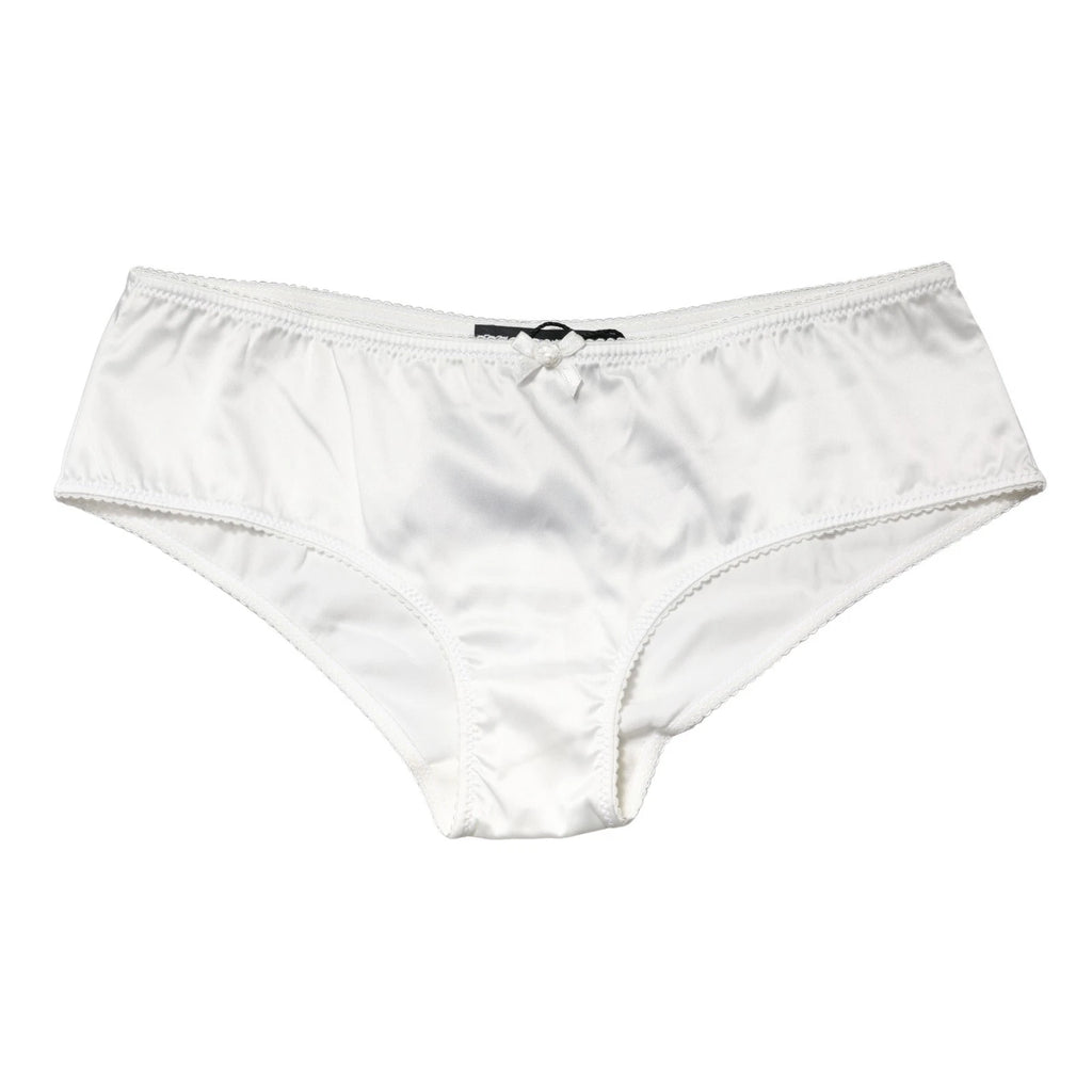 Dolce & Gabbana White Silk Satin Lace Briefs