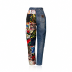 Jeans in denim a vita alta con patchwork Blue AMBER Dolce & Gabbana