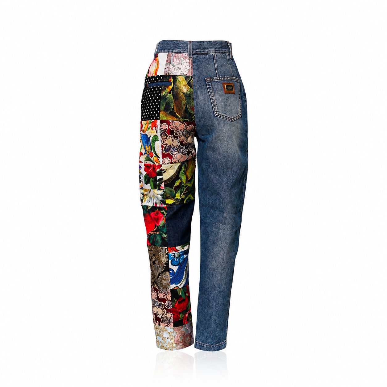 Jeans in denim a vita alta con patchwork Blue AMBER Dolce & Gabbana