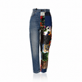 Jeans in denim a vita alta con patchwork Blue AMBER Dolce & Gabbana