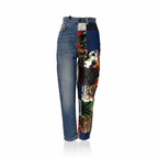 Jeans in denim a vita alta con patchwork Blue AMBER Dolce & Gabbana