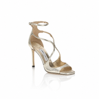Jimmy Choo Azia 95 Champagne Metallic Leather Sandals