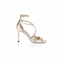 Jimmy Choo Azia 95 Champagne Metallic Leather Sandals