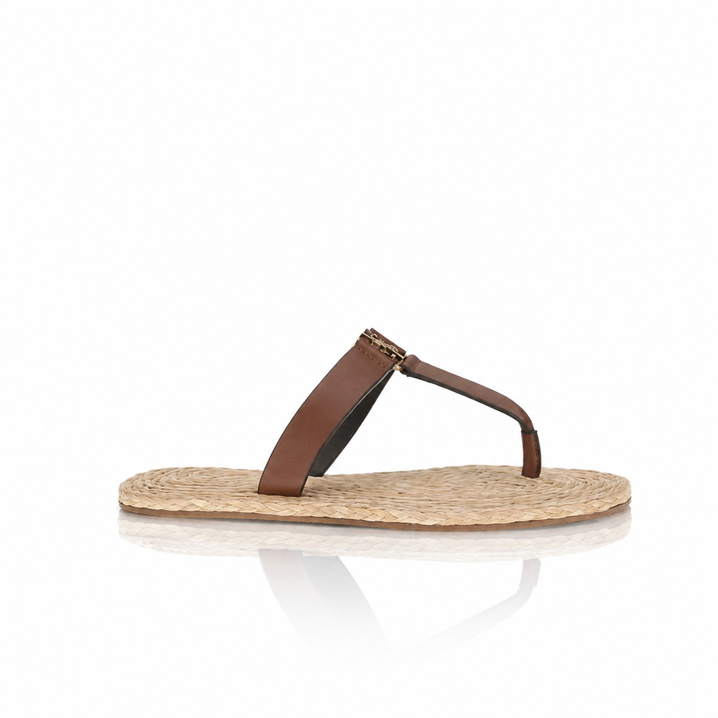 Saint Laurent Babylone Leather Raffia Sandals