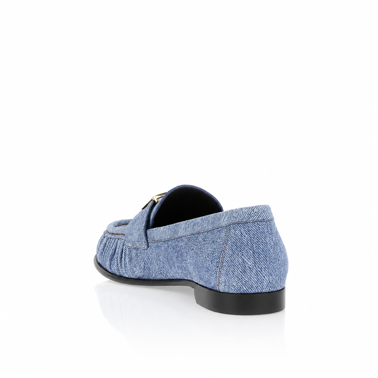 Fendi Baguette Denim Gathered Loafers