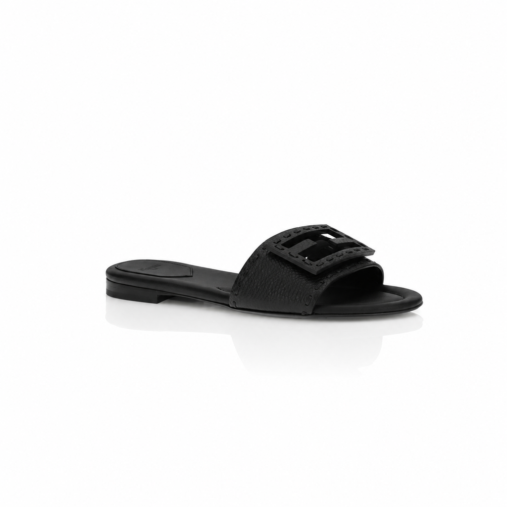 Fendi Baguette Leather Slides Selleria Edition