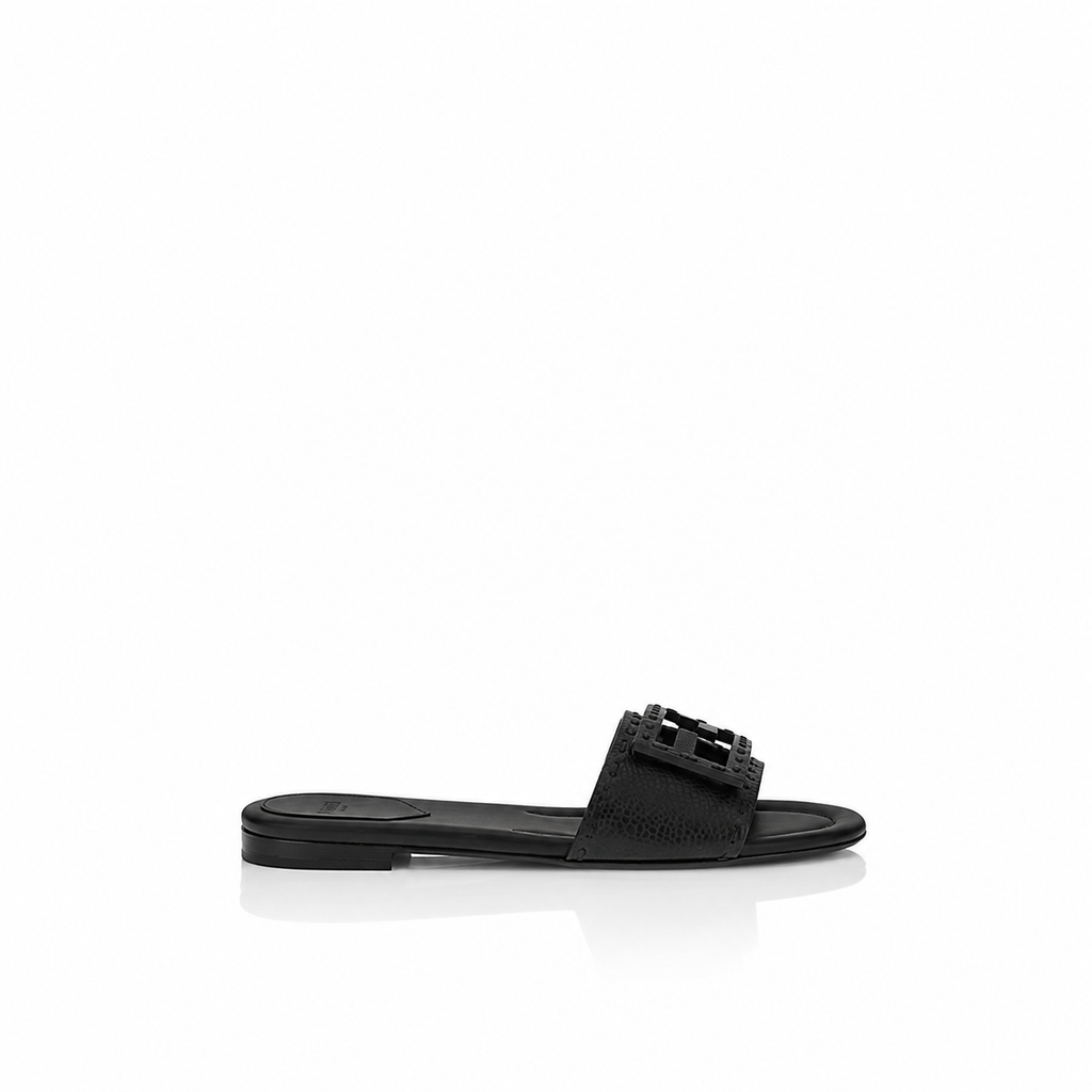Fendi Baguette Leather Slides Selleria Edition