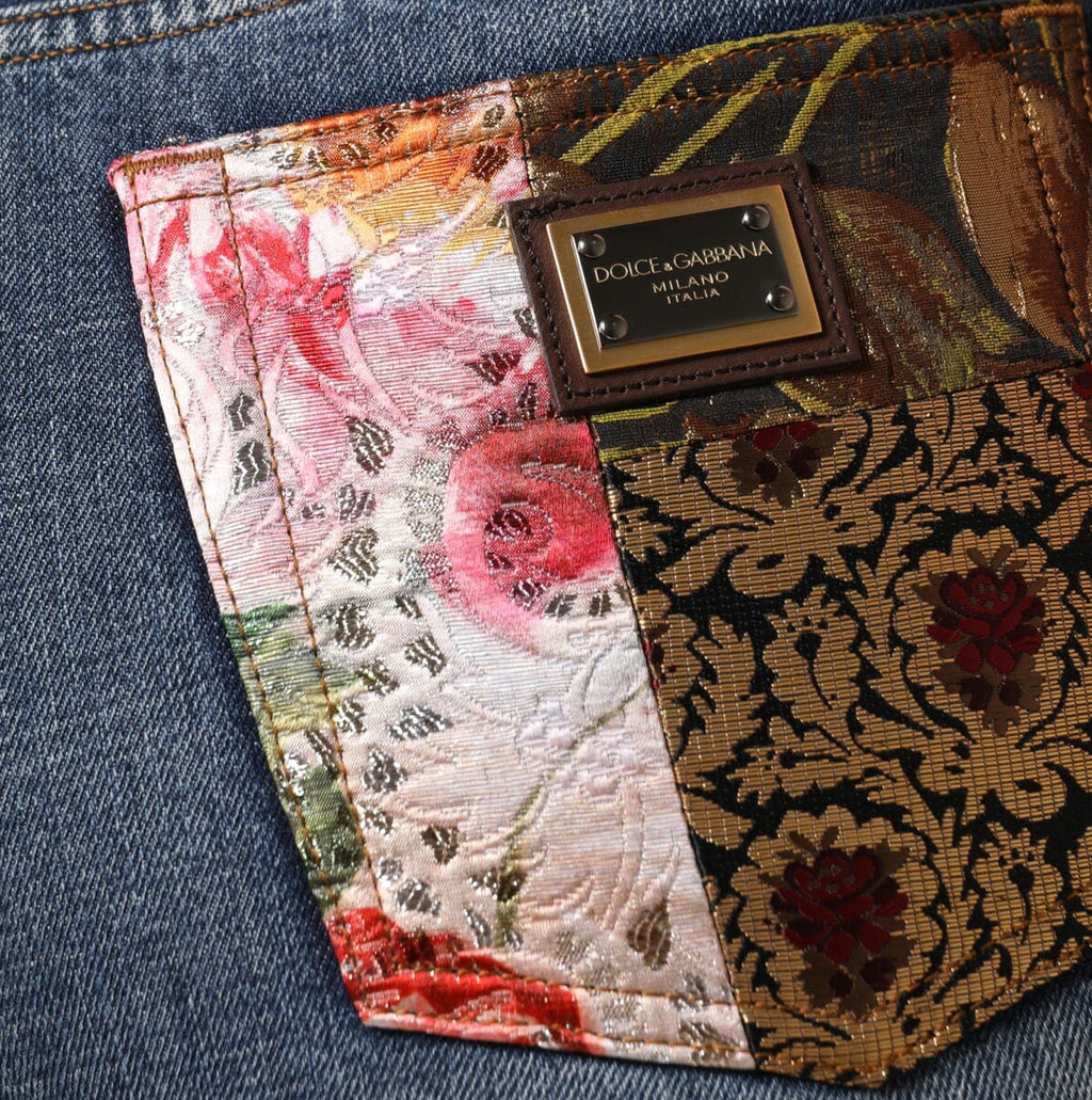 Dolce & Gabbana Baroque-Panel Tapered Patchwork Jeans