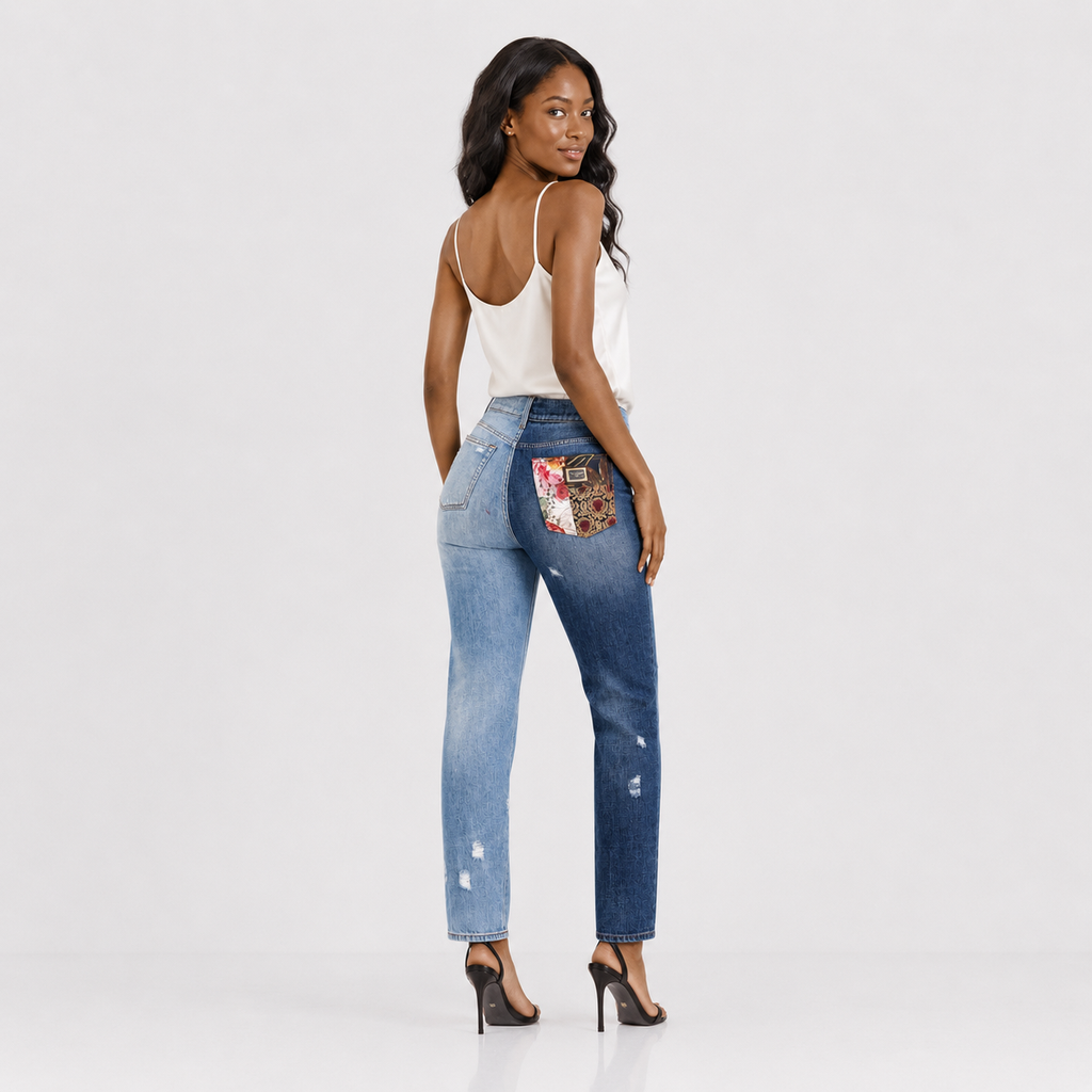 Dolce & Gabbana Baroque-Panel Tapered Patchwork Jeans