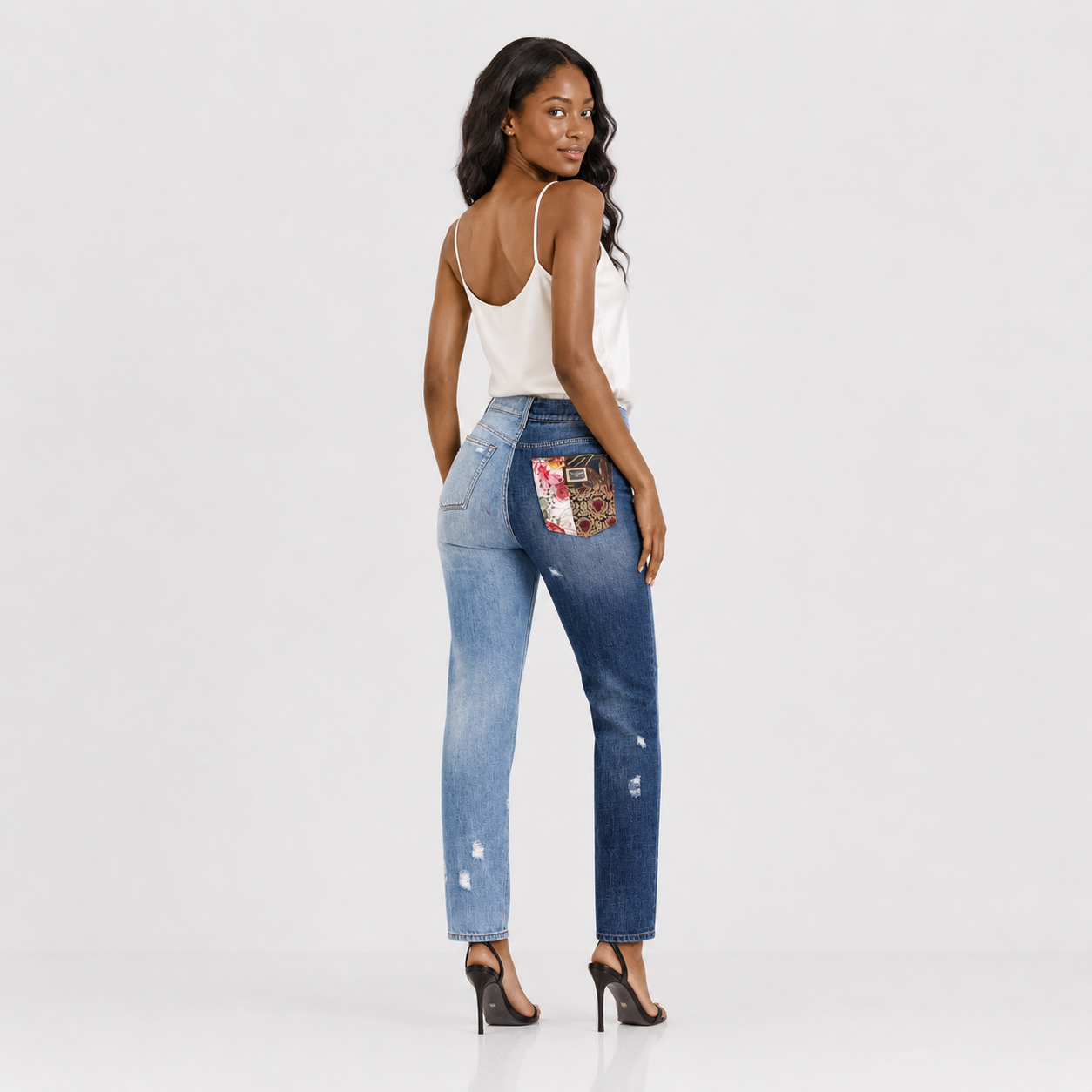Dolce & Gabbana Baroque-Panel Tapered Patchwork Jeans