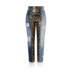 Dolce & Gabbana Baroque-Panel Tapered Patchwork Jeans