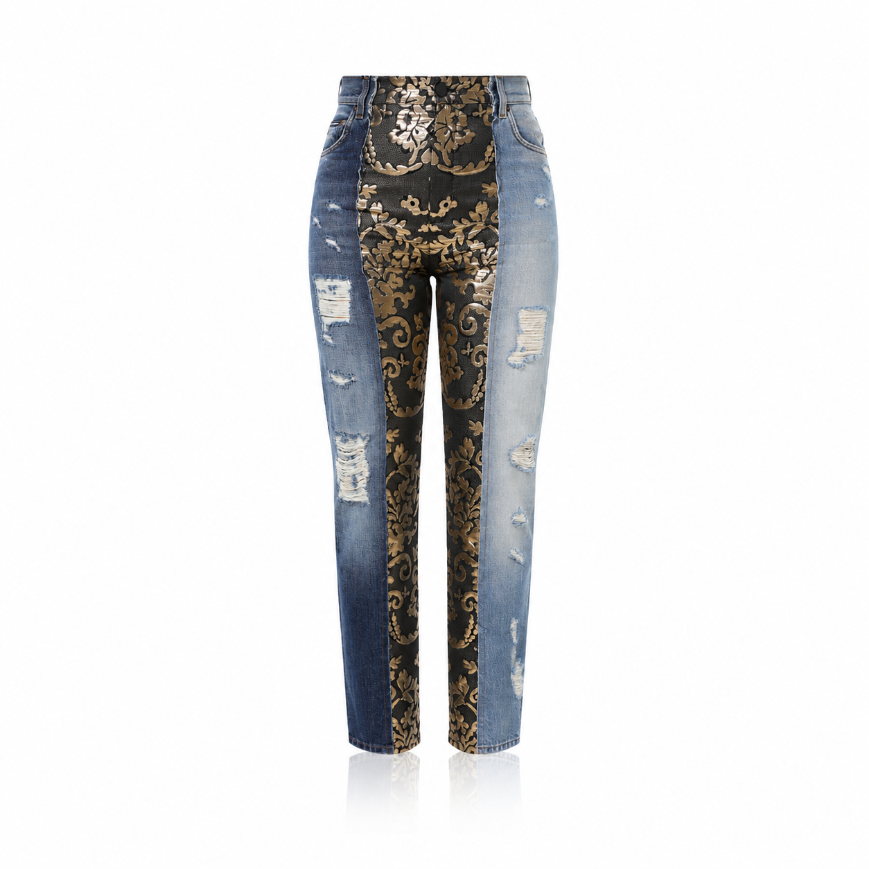 Dolce & Gabbana Baroque-Panel Tapered Patchwork Jeans