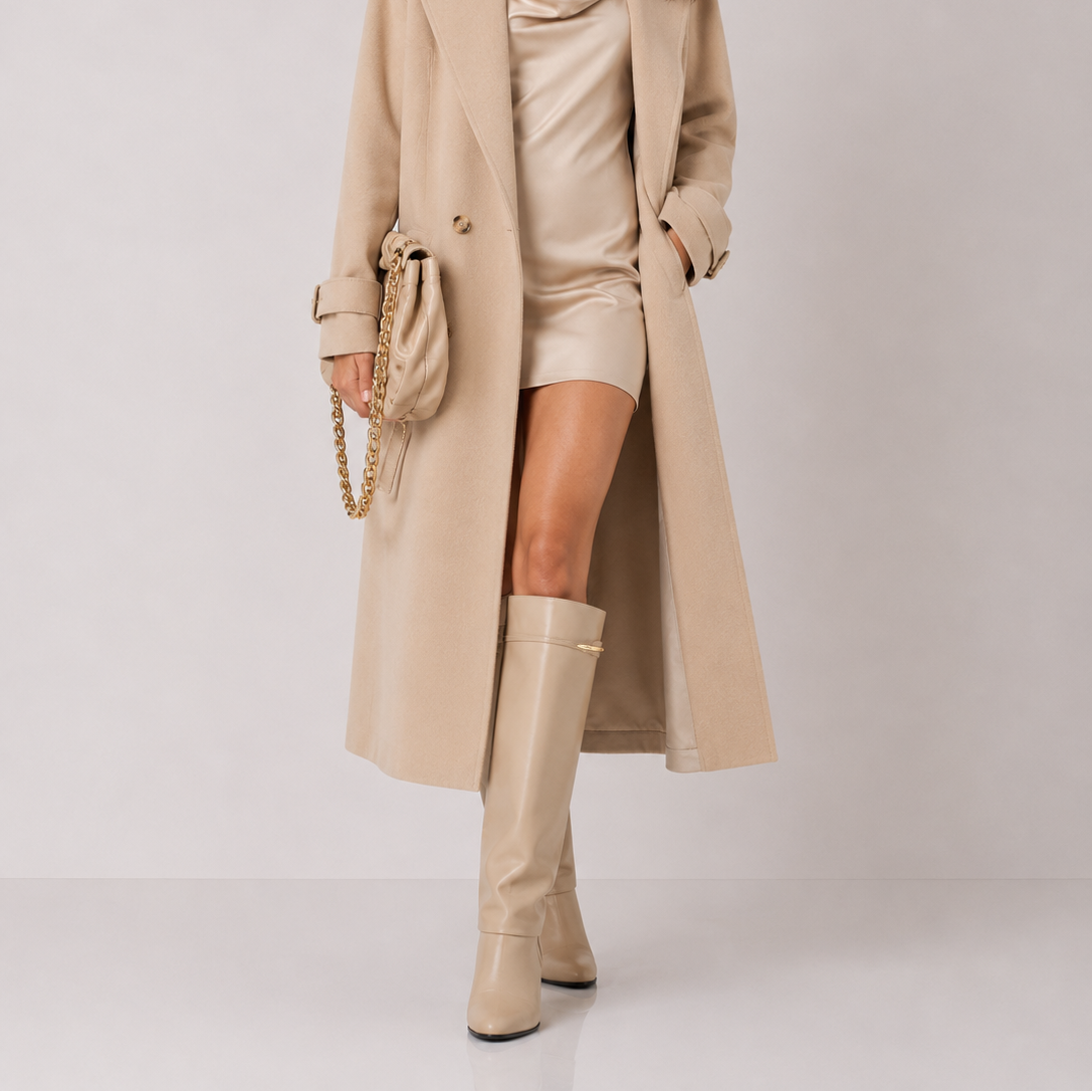 Givenchy Shark Pinch Beige Knee-High Boots