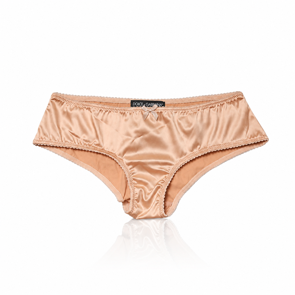 Dolce & Gabbana Nude Beige Silk Satin Lace Briefs