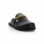 Moschino Black Leather Sabots
