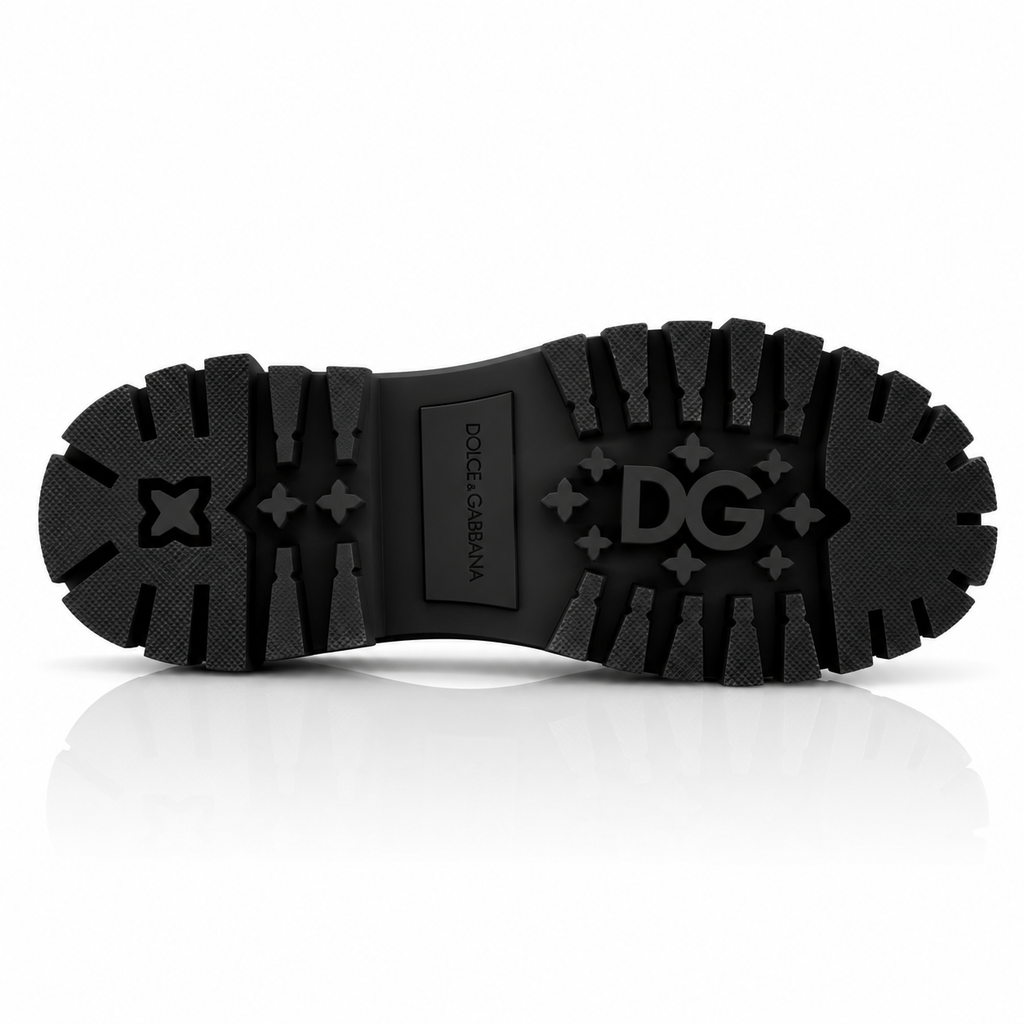 Dolce & Gabbana Black Leather Trekking Derby Shoes