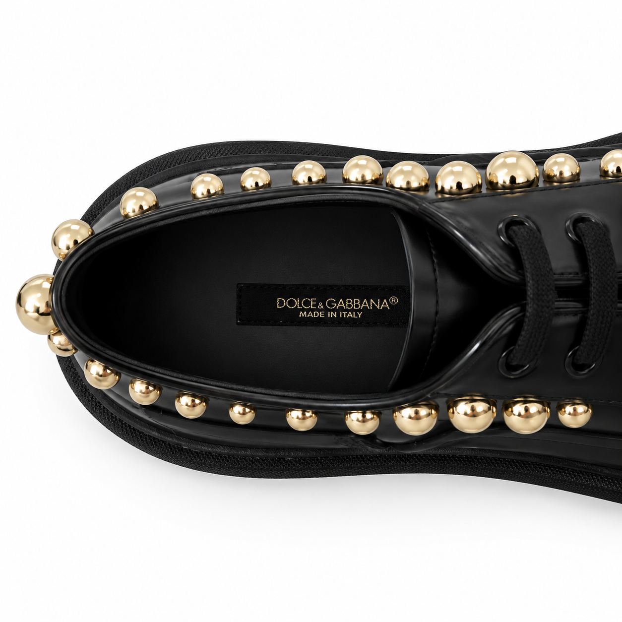 Dolce & Gabbana Black Leather Trekking Derby Shoes
