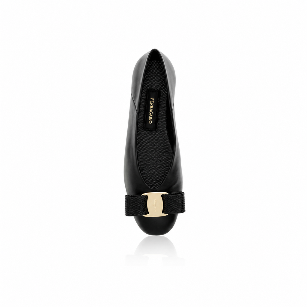 Ferragamo Vara Bow Matte Leather Ballet Flats