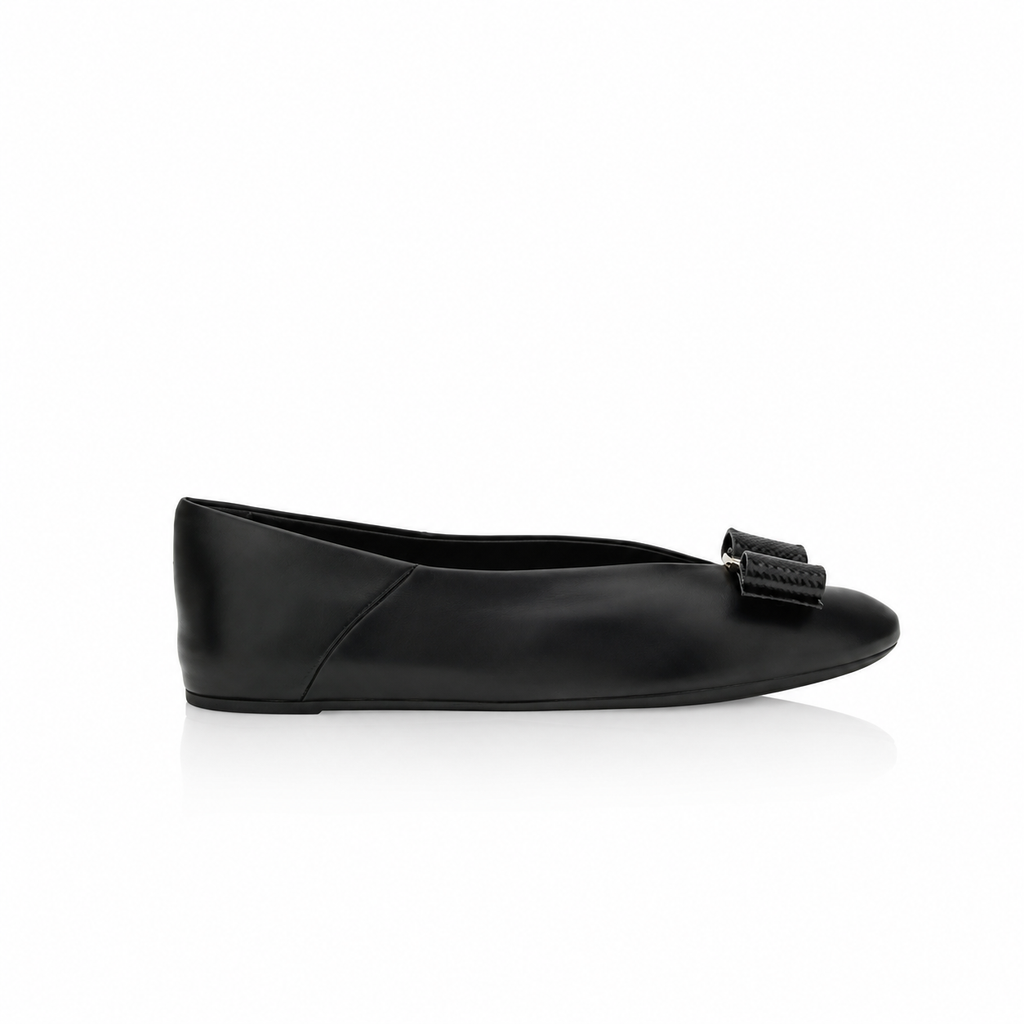 Ferragamo Vara Bow Matte Leather Ballet Flats