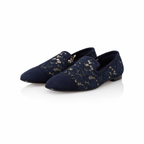 Dolce & Gabbana Blue Floral Lace Ladies Loafers