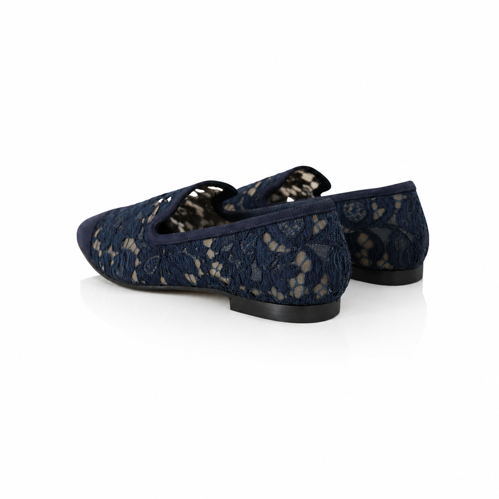 Dolce & Gabbana Blue Floral Lace Ladies Loafers