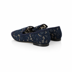 Dolce & Gabbana Blue Floral Lace Ladies Loafers