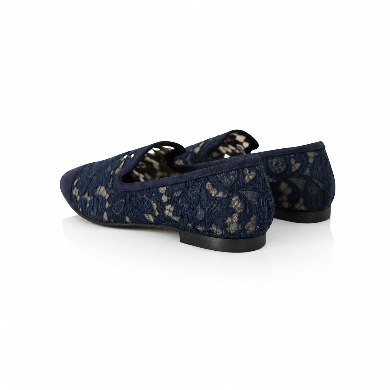 Dolce & Gabbana Blue Floral Lace Ladies Loafers