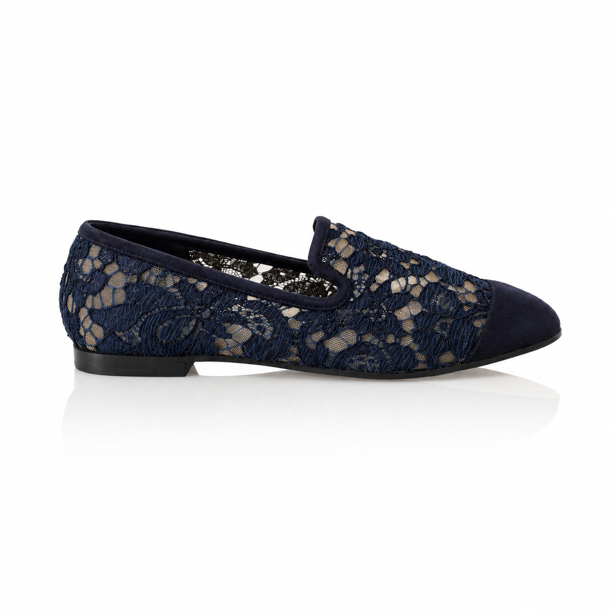 Dolce & Gabbana Blue Floral Lace Ladies Loafers
