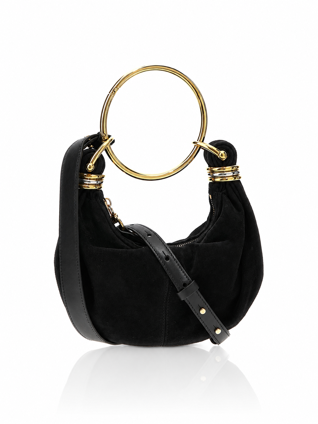 Chloé Black Suede Calfskin Bracelet Hobo Bag